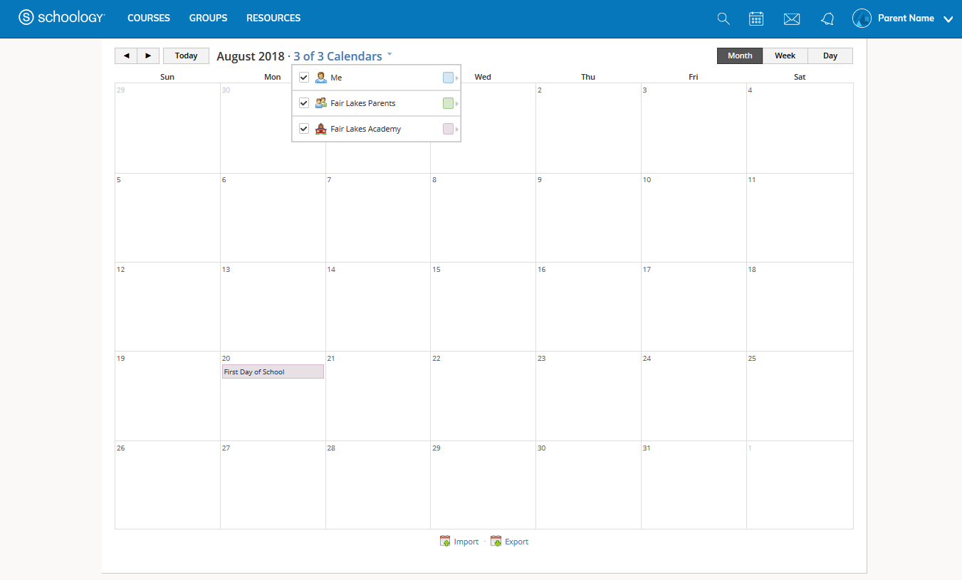 Parent Calendar