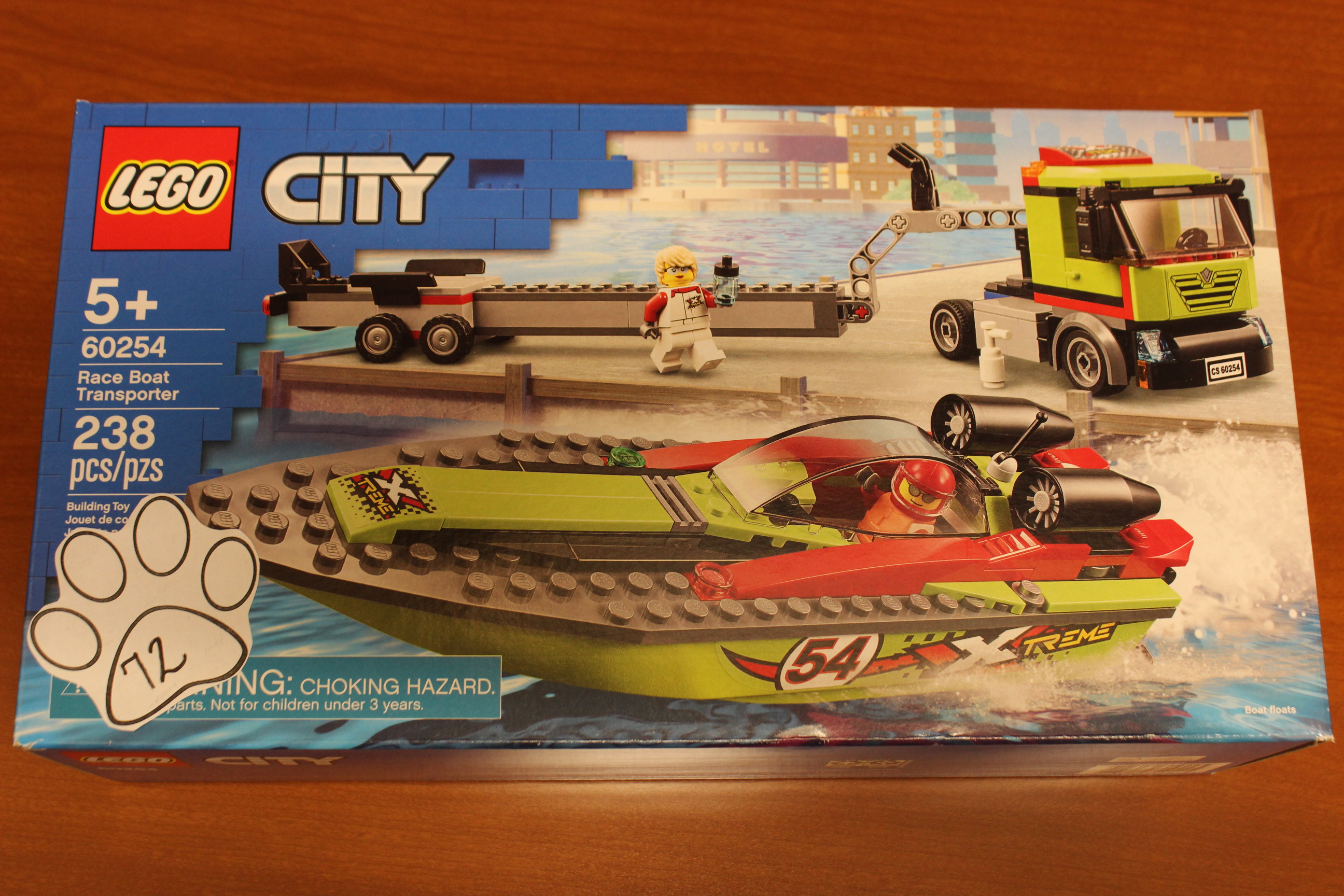 72 Paws Lego City Race Boat Transporter