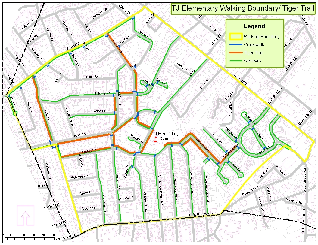 Map of TJ Elementary Walking Boundary