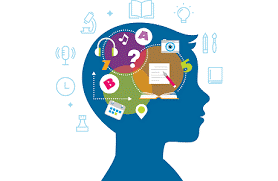 Child's profile with many ideas happening