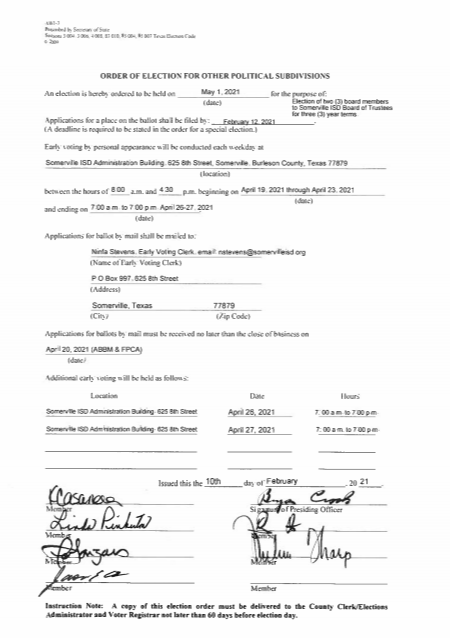 May 1, 2021 Election Notice