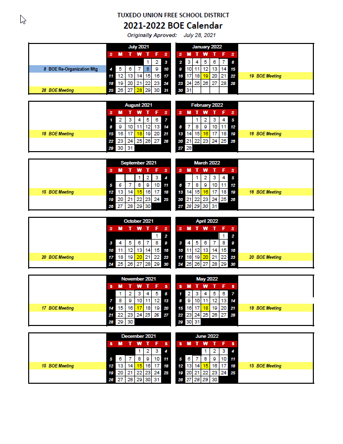 BOE Calendar 2021-22