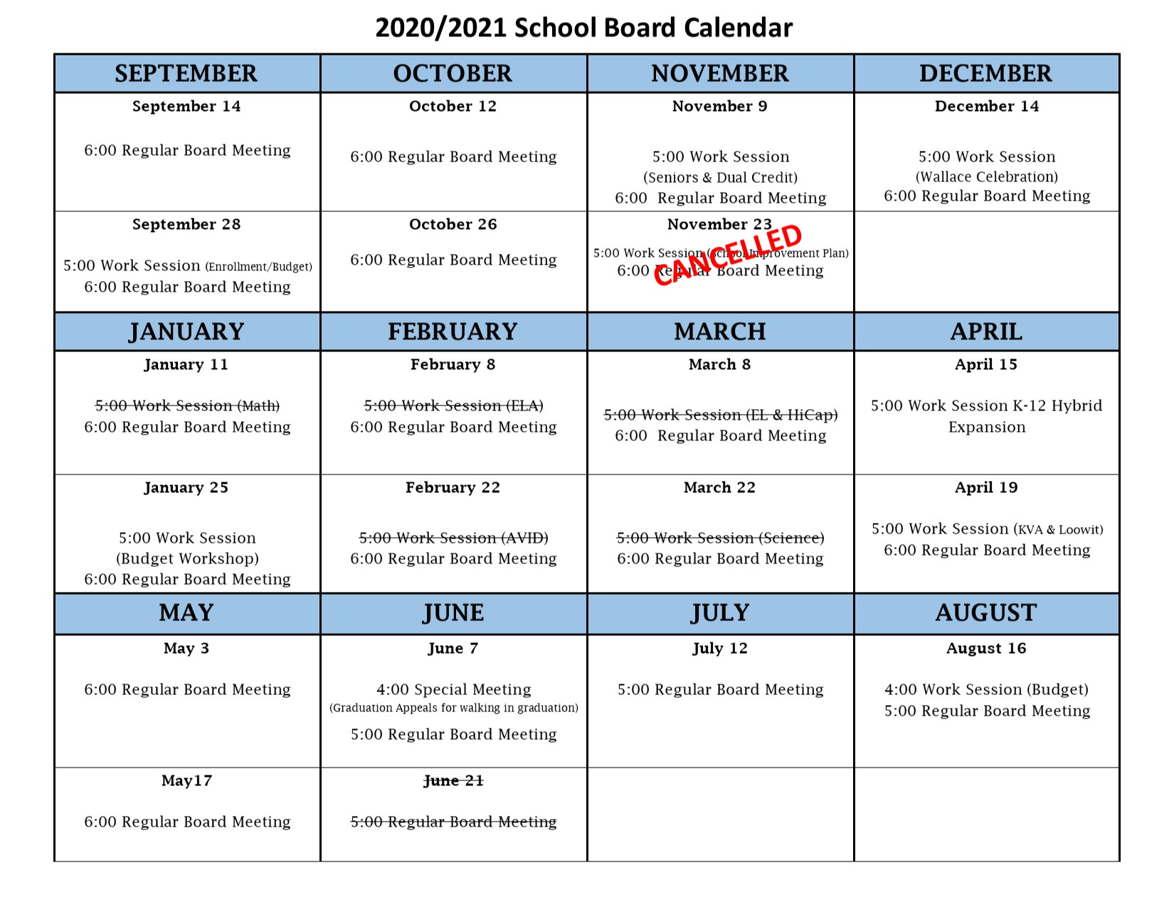 Board Calendar