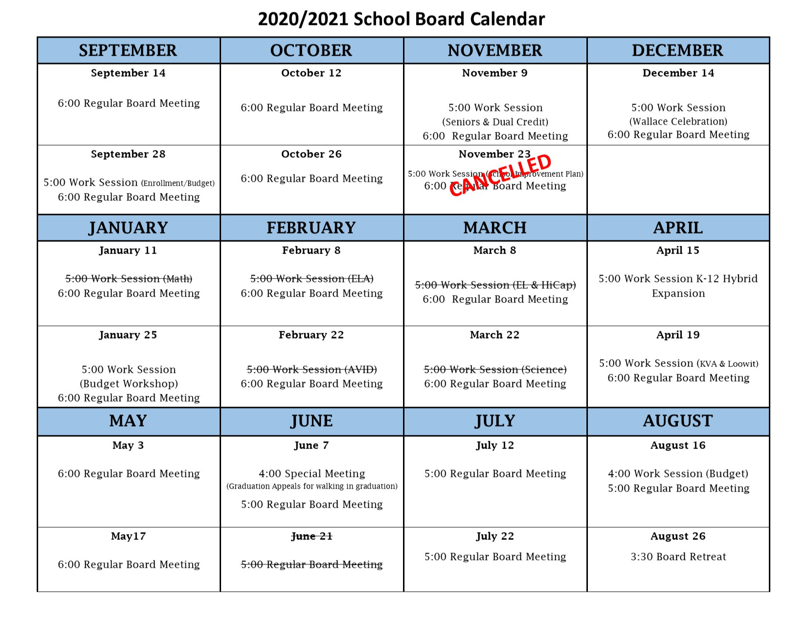 Board Calendar