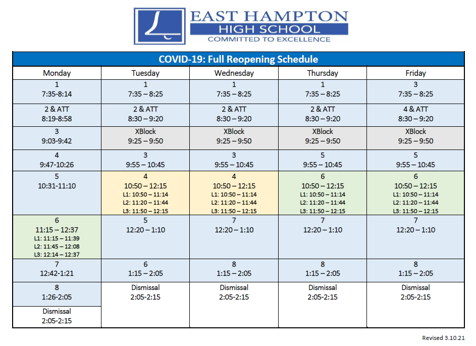 Student Handbook, Schedules & Important Information | East Hampton High ...