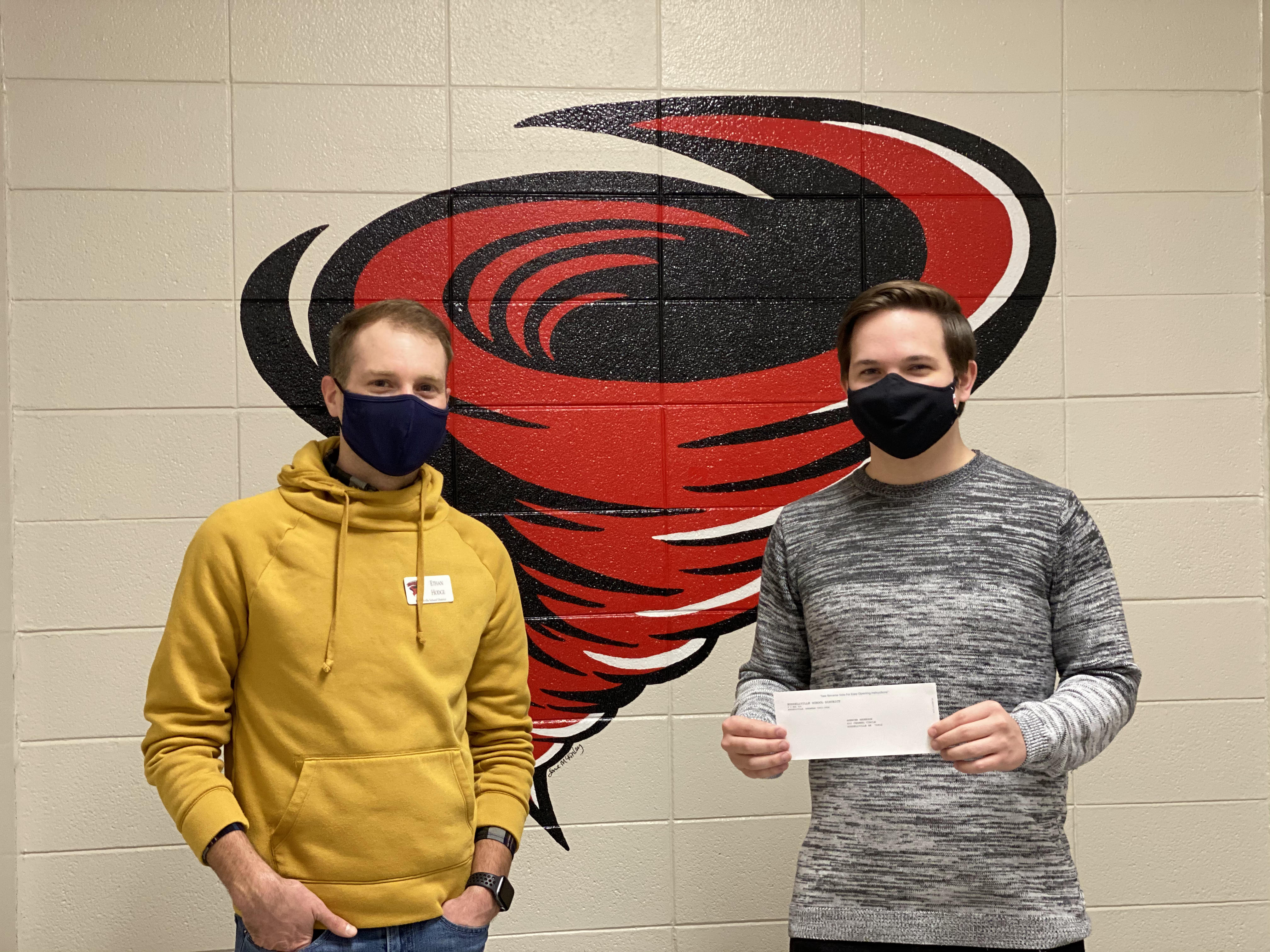 For a score of 3, Spencer Anderson, $250 and $50 for the RHS Computer Science A classroom. Spencer is a student at Arkansas Tech University and plans to declare a major in Computer Science.