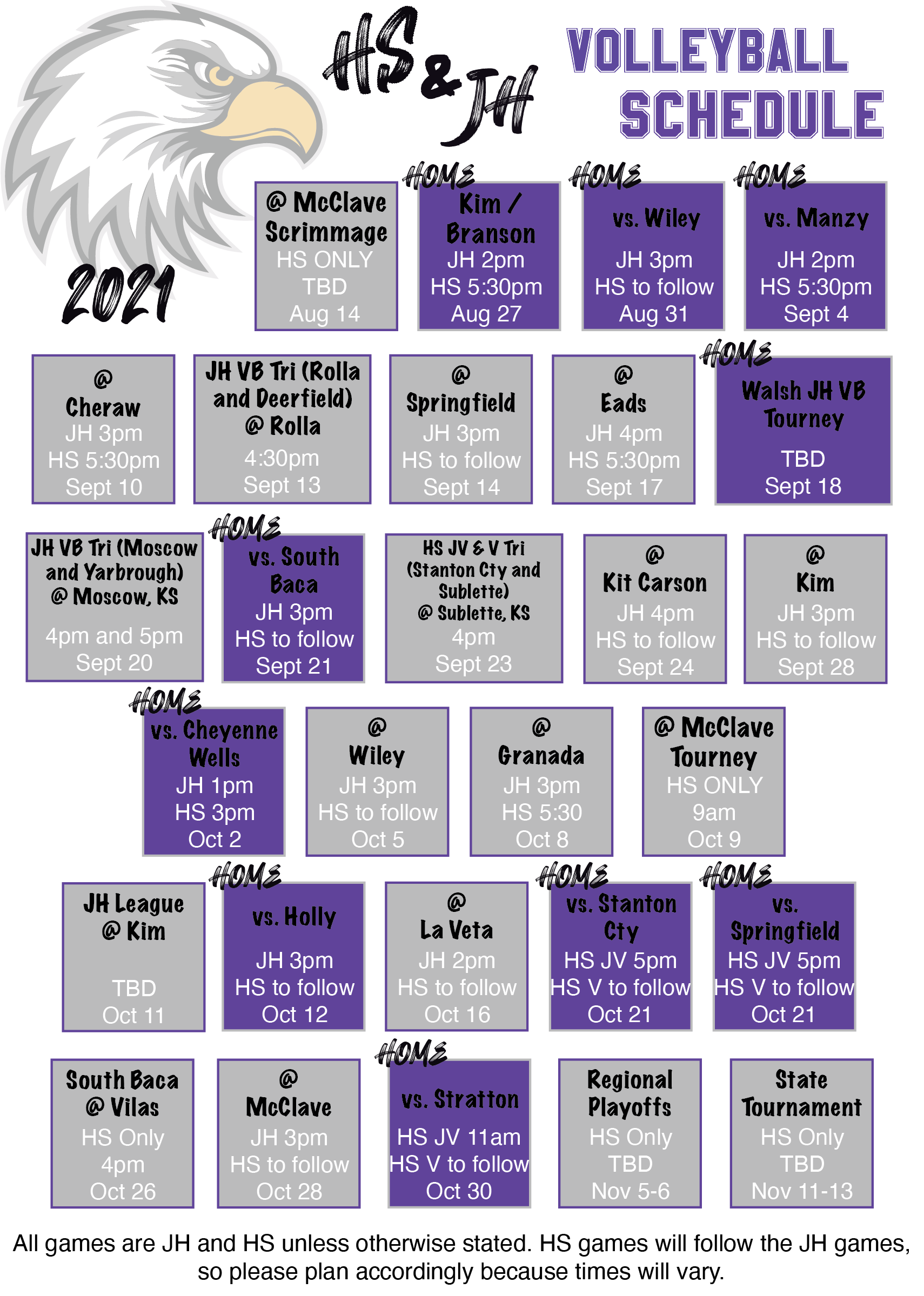 2021 Volleyball Schedule