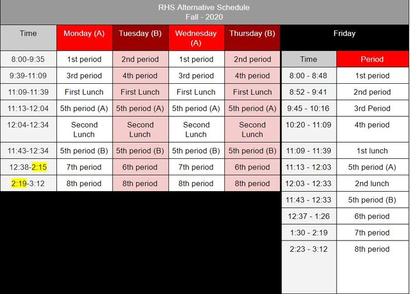 Updated Fall Schedule 2020