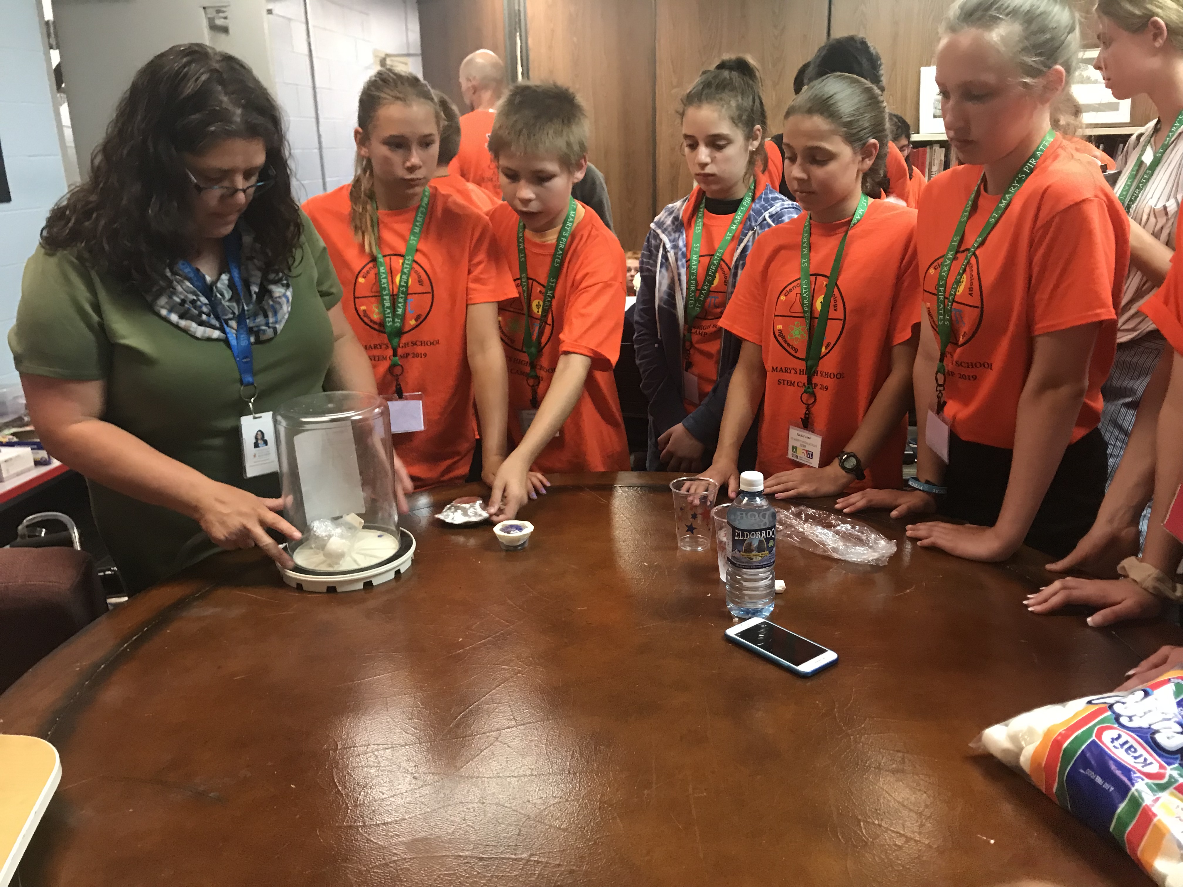 students at table
