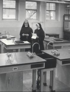 2 nuns in a classroom