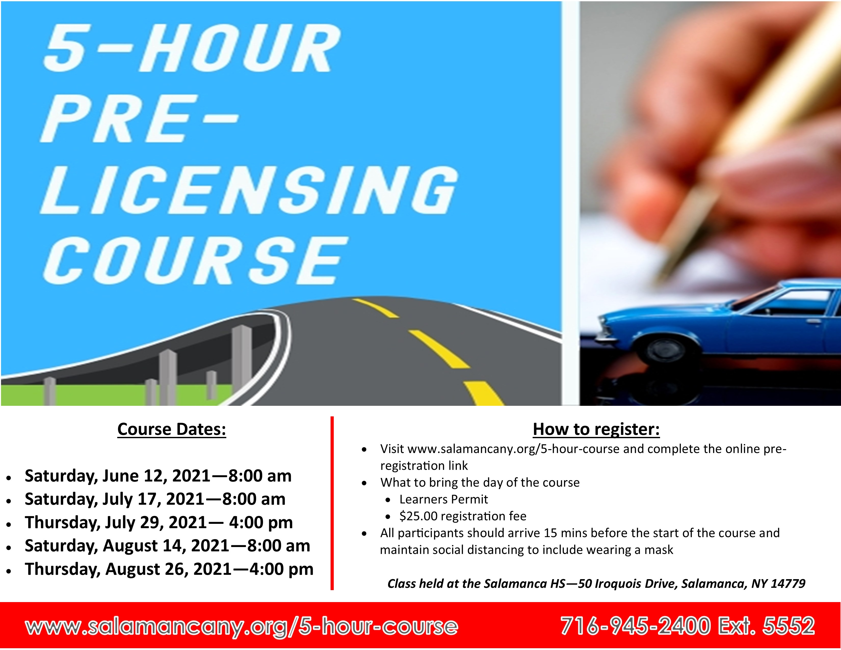 5 hour pre licensing course flyer