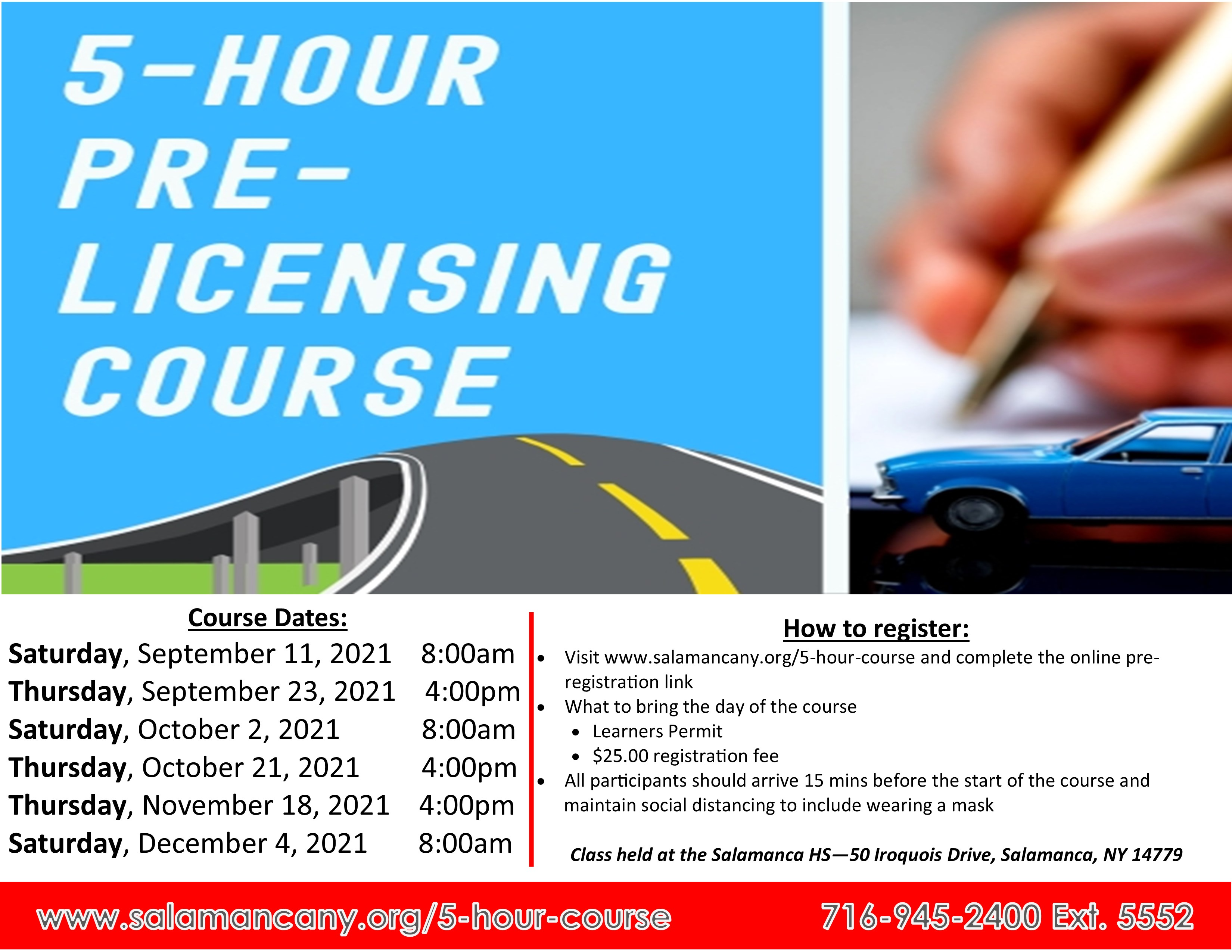 5 hour pre licensing course flyer