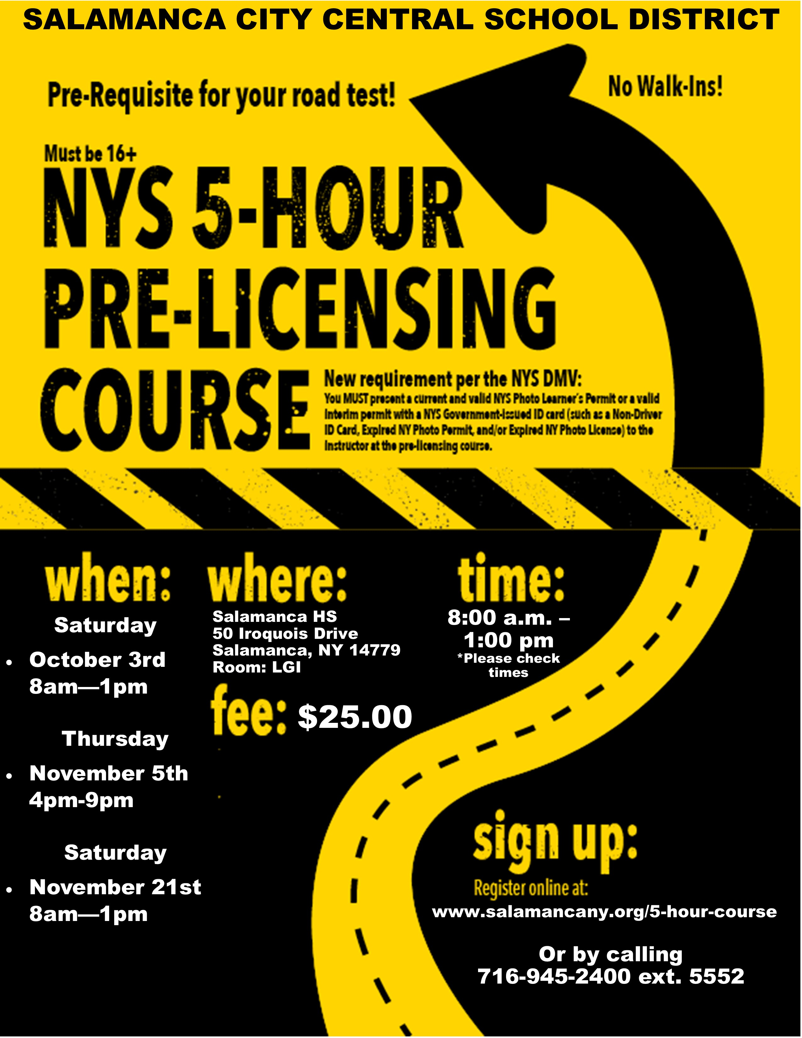 Five Hour PreLicense Course Salamanca City Central School District