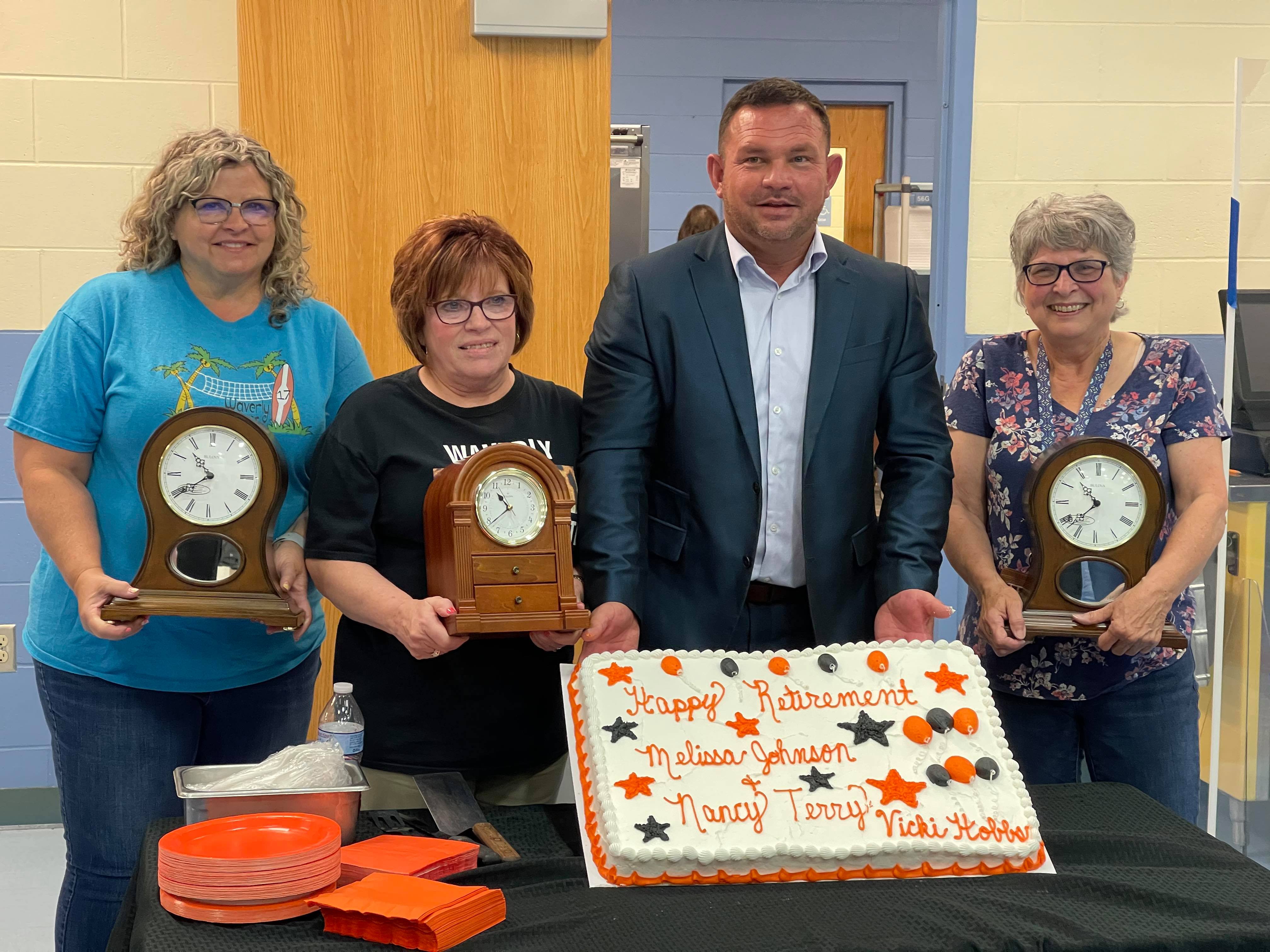 Nancy Terry , Vicki Hobbs, Principal Travis Robertson, Melissa Johnson