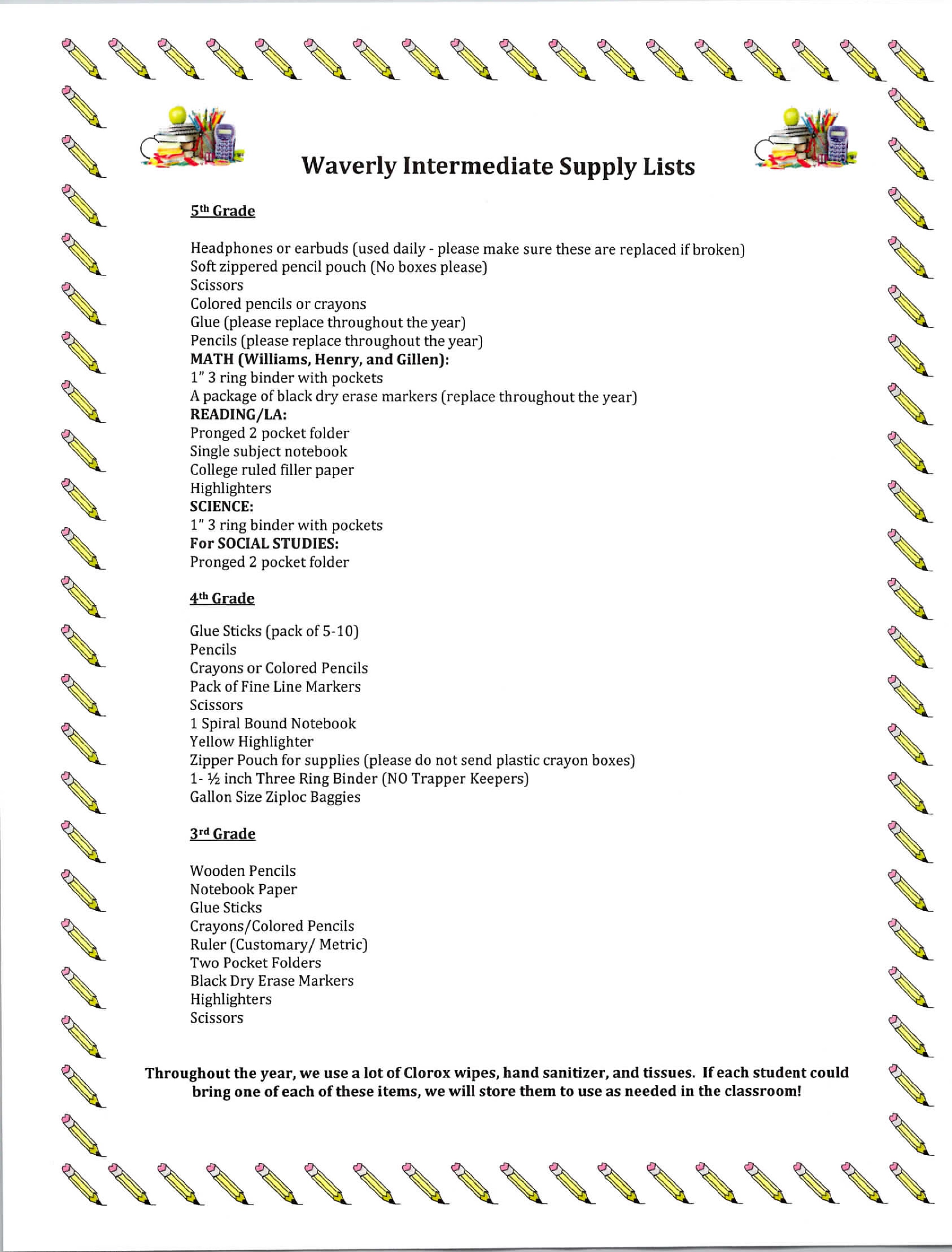 Intermediate Supply List 2021-2022
