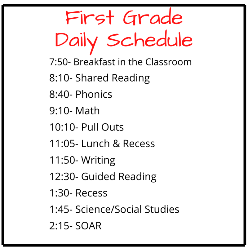 First Grade Daily Schedule