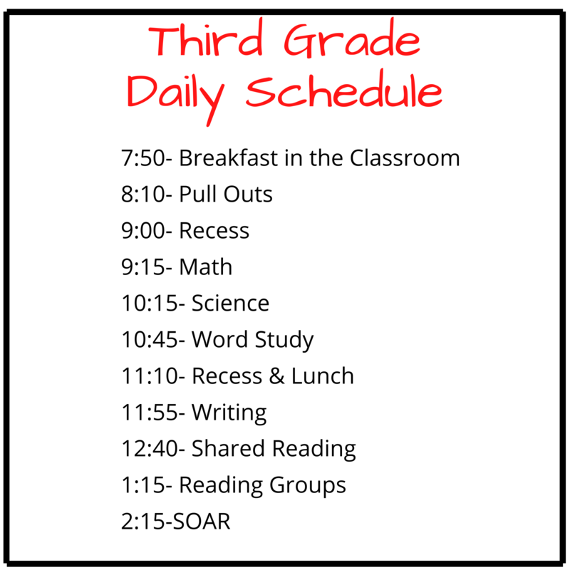 Third Grade Daily Schedule