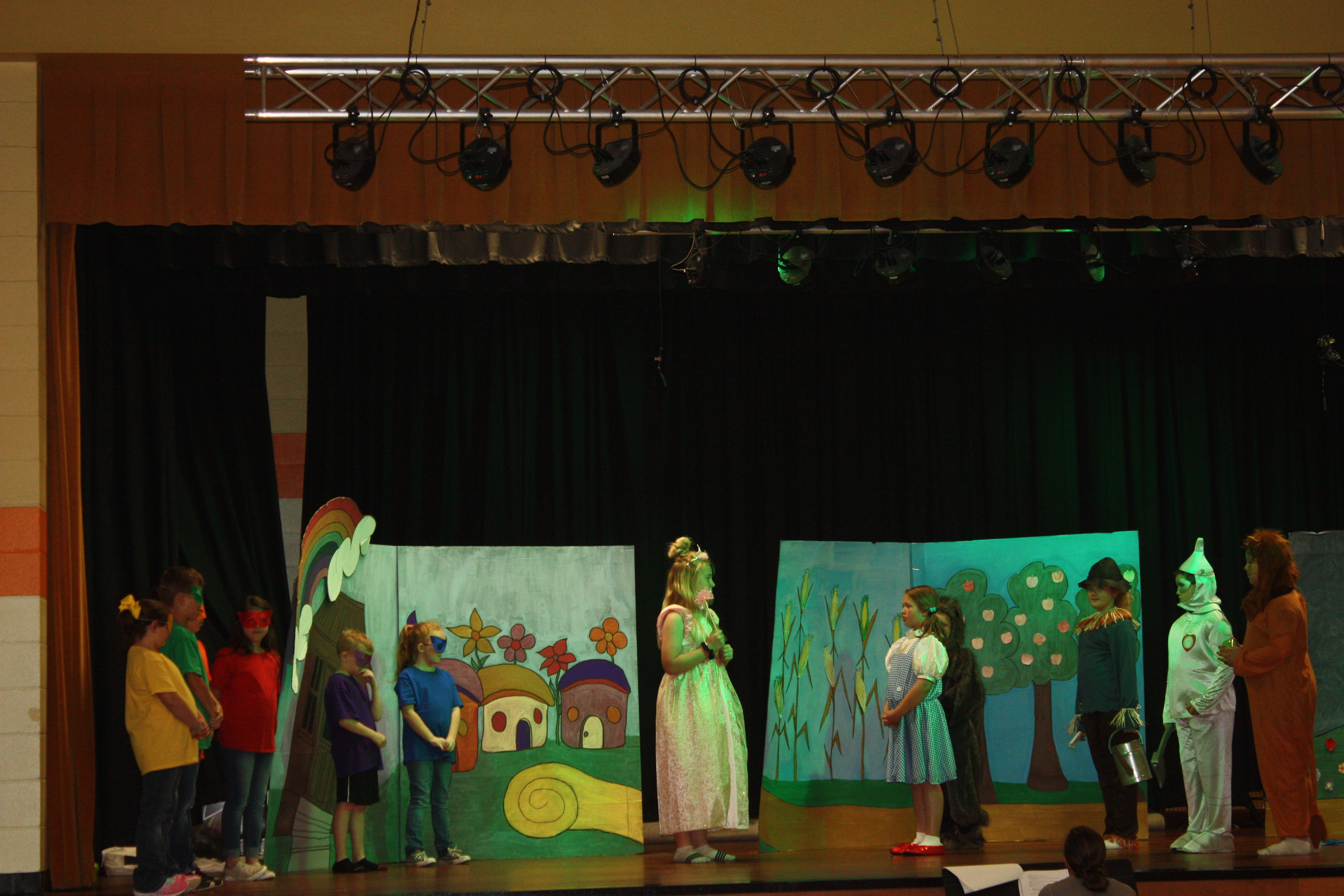 Photo of a reenactment of the Wizard of Oz by the students in the school