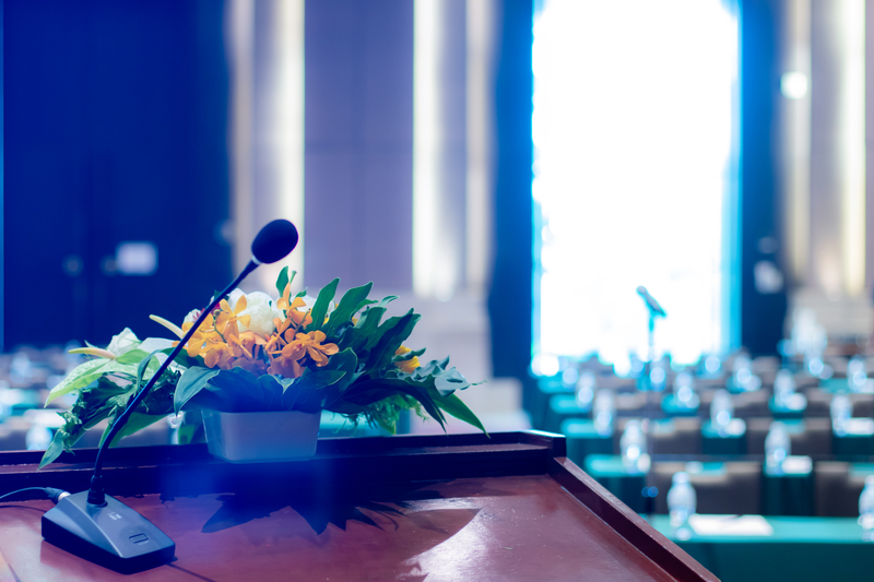 podium with flowers