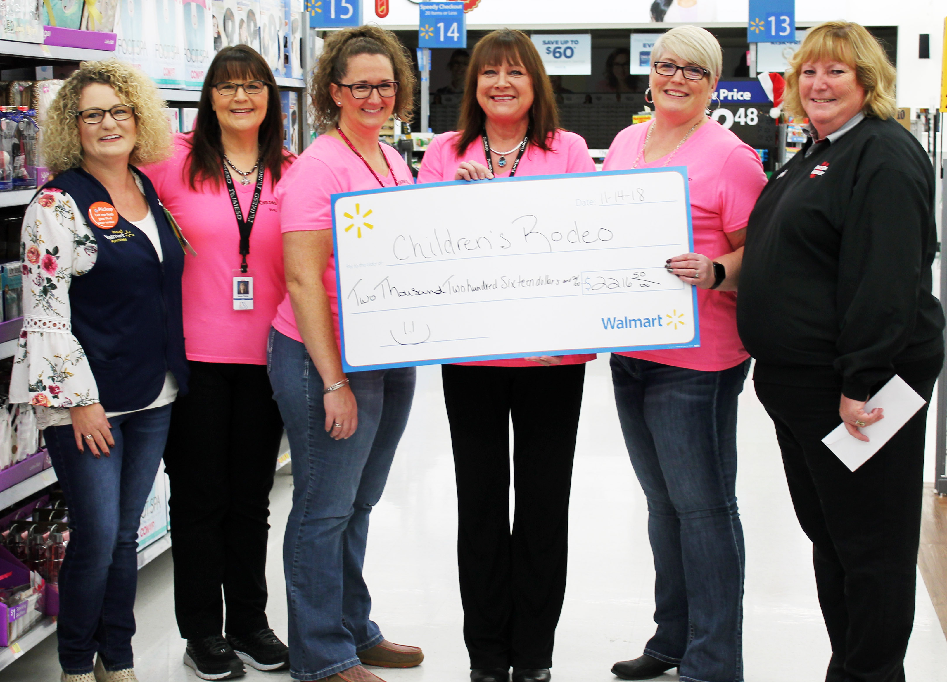 From left, Shawna Nulf (Pendleton Walmart), Karen Parker, Cheryl Palmateer, Linda Smith, Kirsten Zerba and Terri Spriet (Swire Coca-Cola)