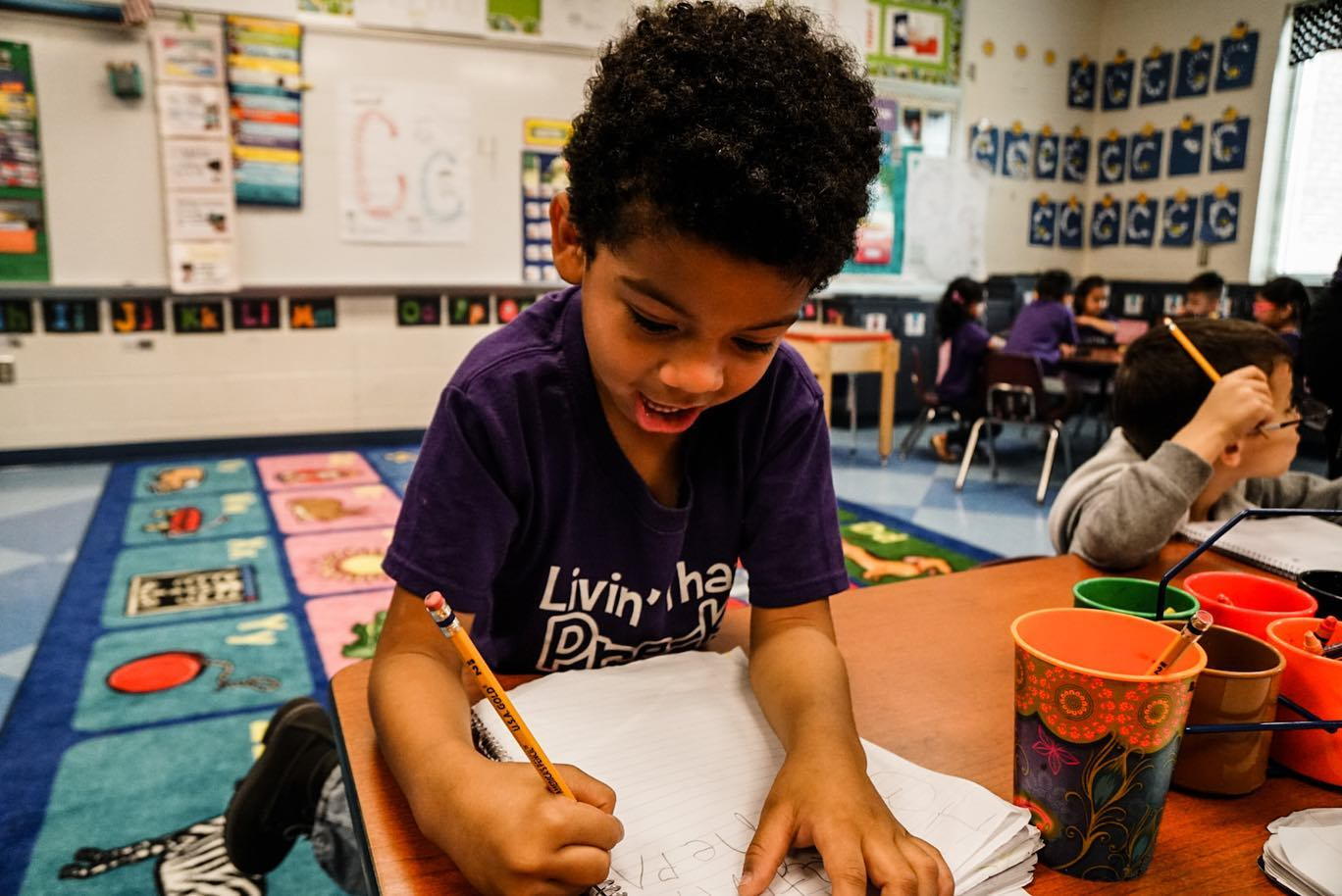 Young child in class