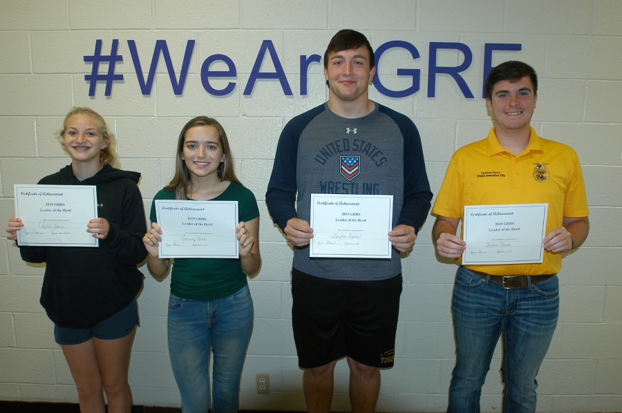 LEFT TO RIGHT: RACHEL HORNE (FR.), JOURNEY CLARK (SOPH.), HAYDEN COPASS (JR.), ANDREW DAVIS (SR.)