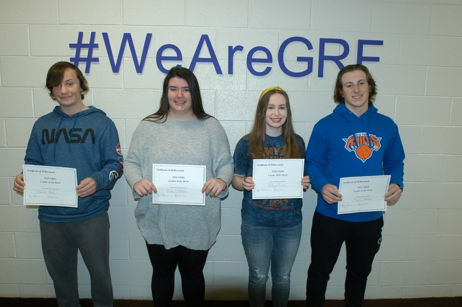 LEFT TO RIGHT: TANNER STEELE (FR.), BAILEE WHITTAKER (SOPH.), LILLIAN BOUTON (JR.), GAVAN SHELTON (SR.)