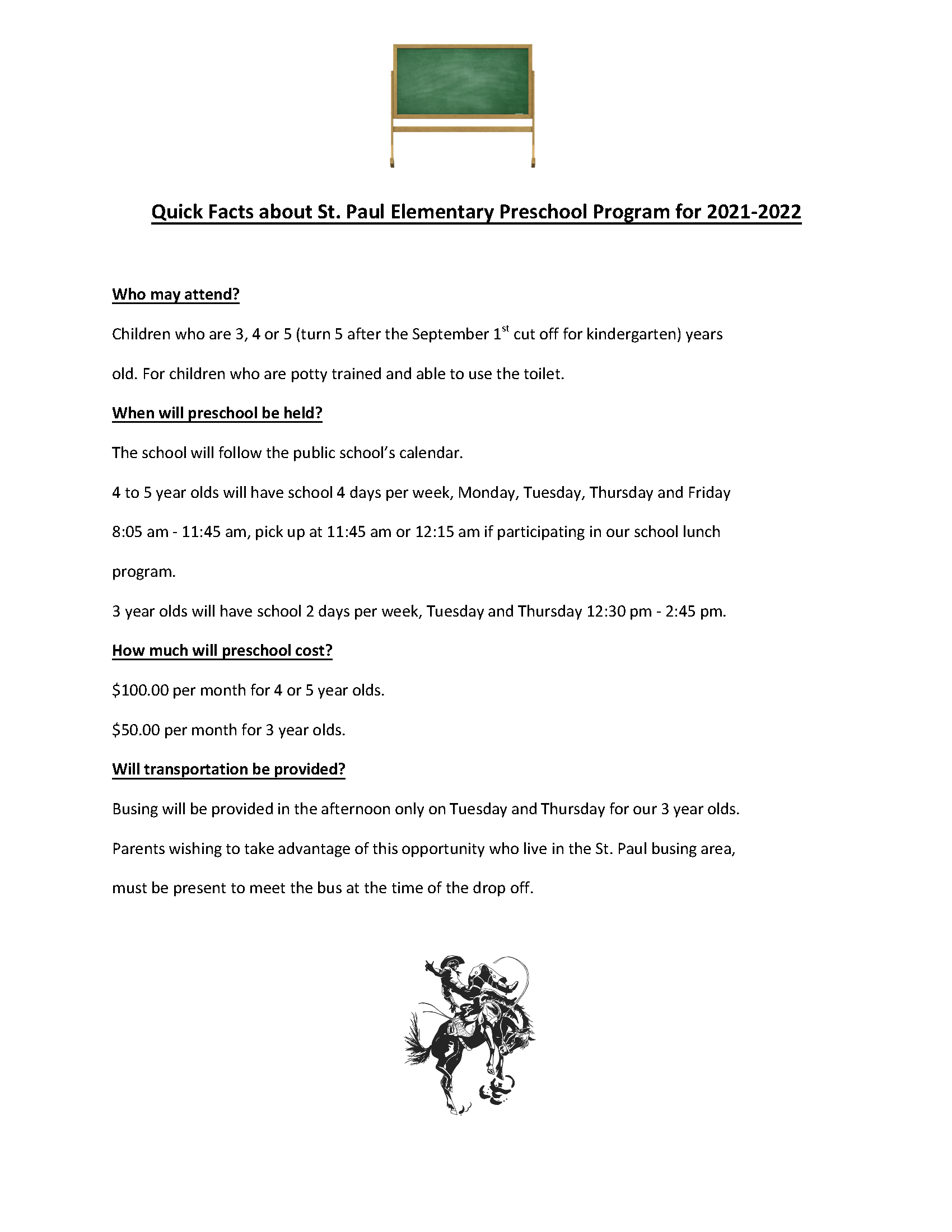 preschool quick facts