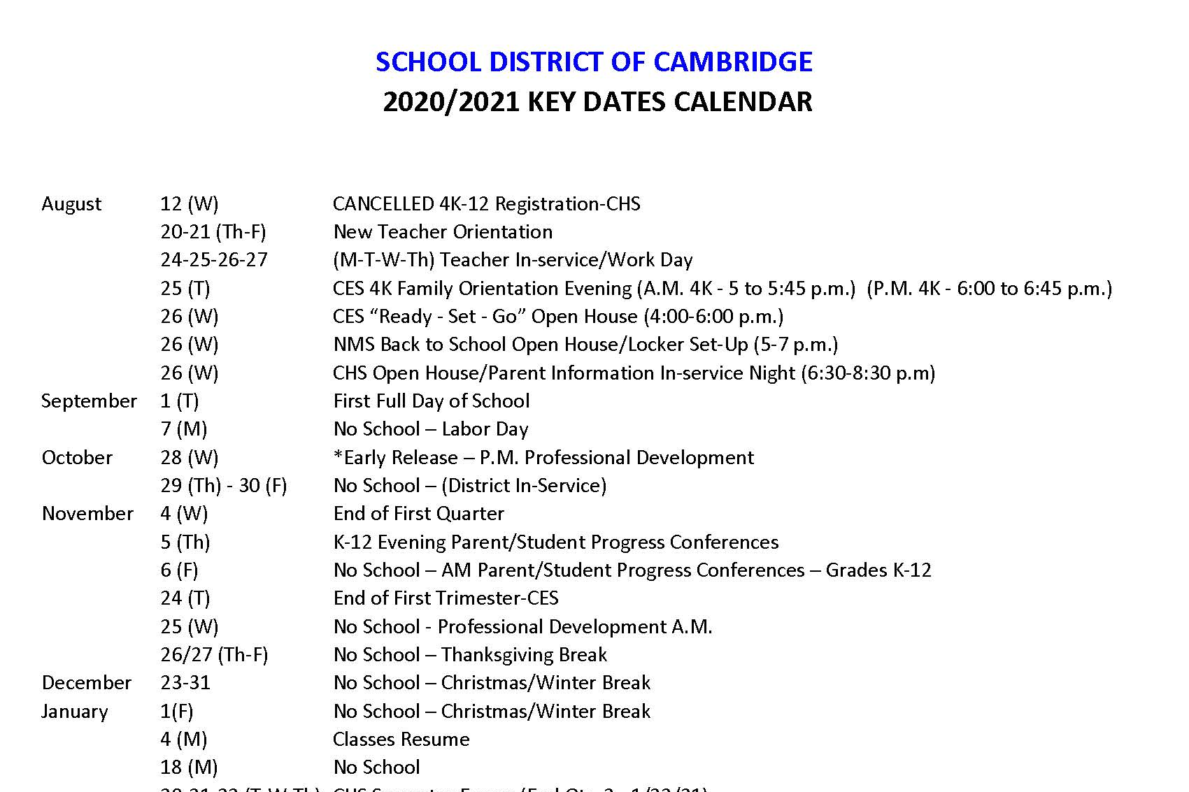 School District of Cambridge Learn from the past, Achieve in the