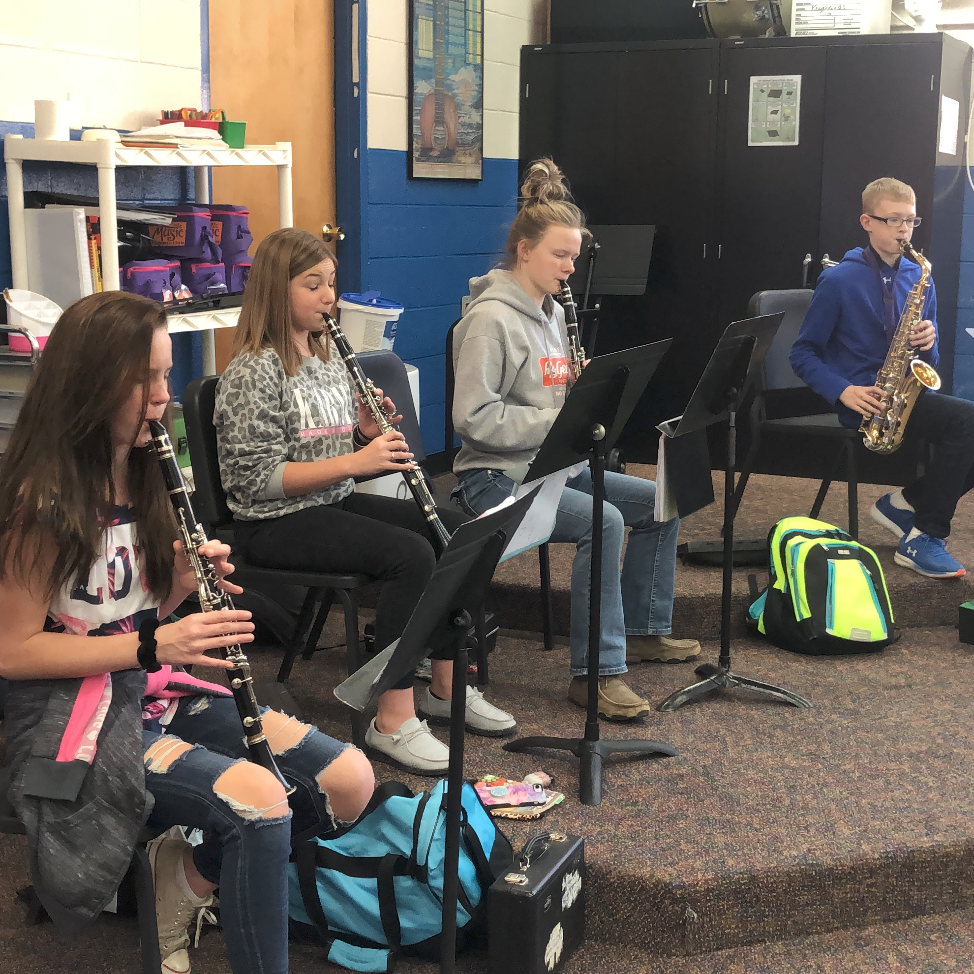 Mr. Vetter’s Band class practicing Christmas tunes.