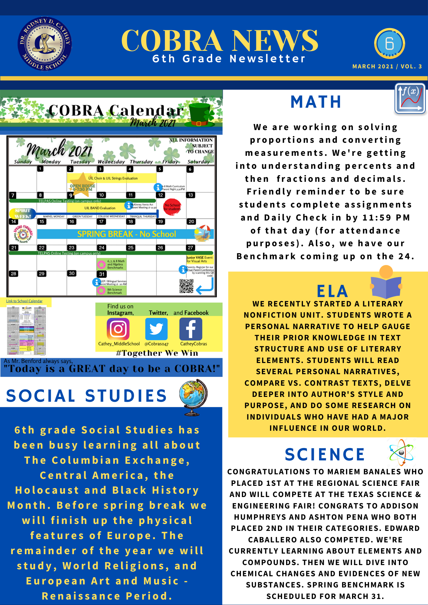 Cobra News | Dr. Rodney D. Cathey Middle School