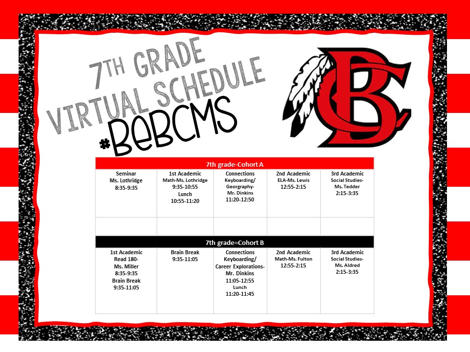 7th Grade e-Learning Schedule