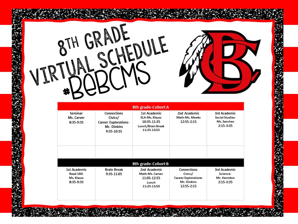 8th Grade e-Learning Schedule
