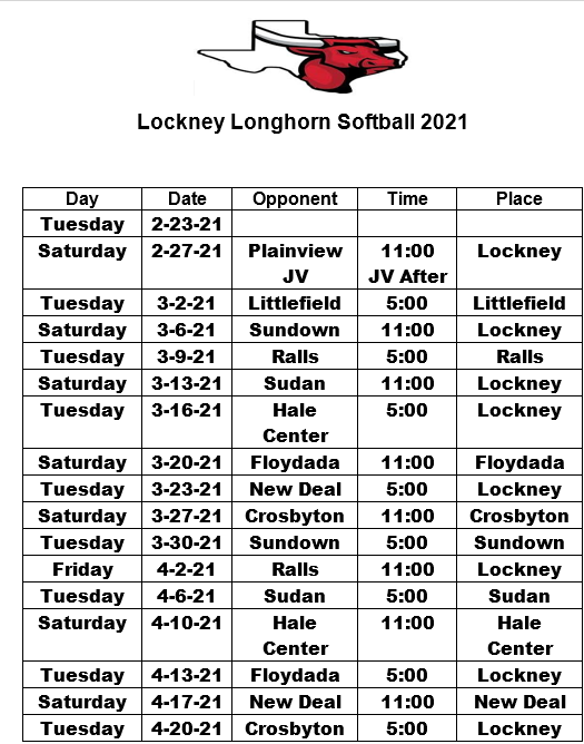 Lady Longhorn Softball Lockney ISD