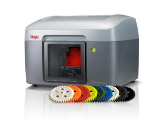 Stratasys Mojo Stratasys Mojo MOJO prints in ABS Thermoplastic with support material (similar to PLA) that is removed in a solvent tank after the print is completed. Our MOJO has a 5" x 5" x 5" print capacity for more information on the MOJO from Stratasys click the logo below