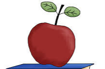 3 books with an apple on top