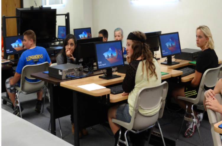 school in a lab on computers