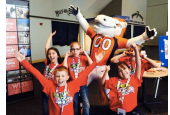 kids with the school mascot