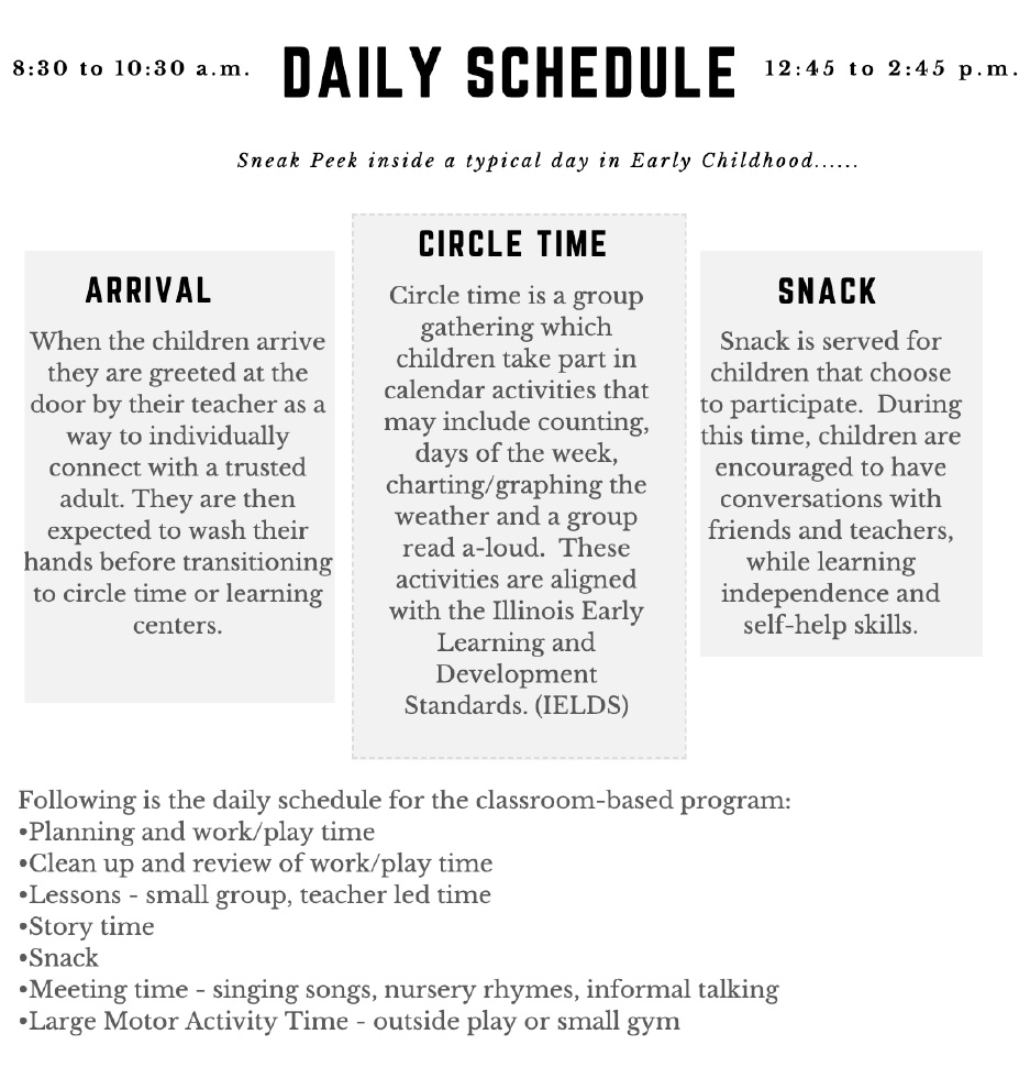 early achievers sample of a toddler daily schedule