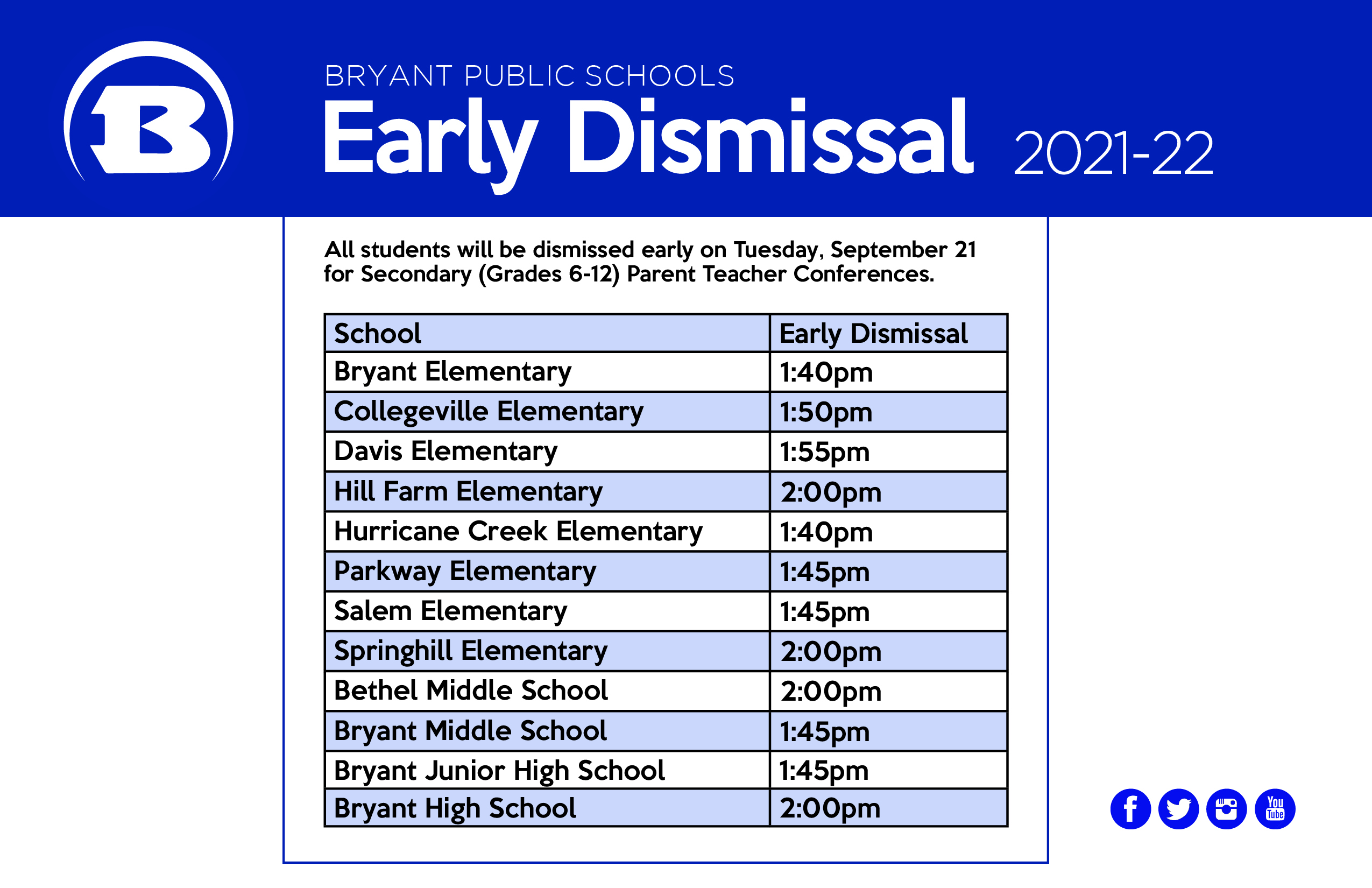 parent teacher conferences/early dismissal schedule