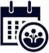 calendar graphic with image of people meeting
