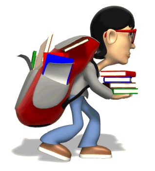 Student carrying her books and notebooks
