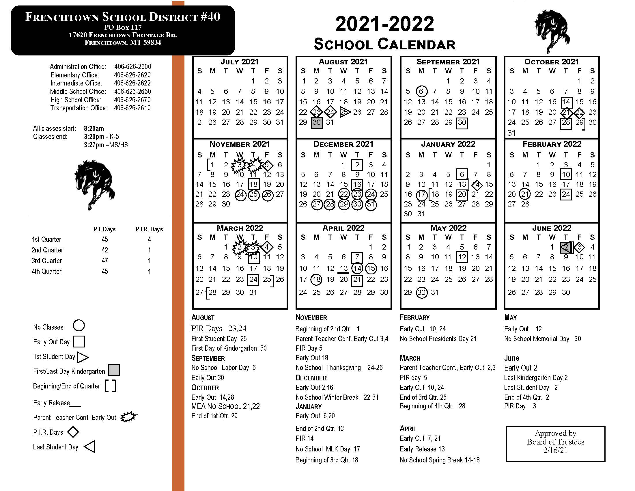 Frenchtown School District Holiday Calendar 20232024 District School