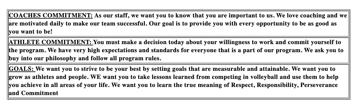 Volleyball Program Policies & Expectations