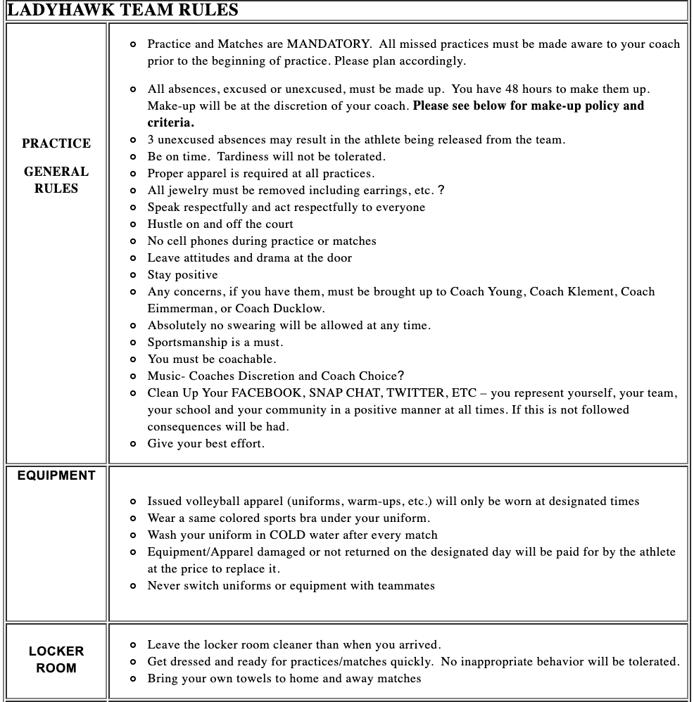 Volleyball Program Policies & Expectations