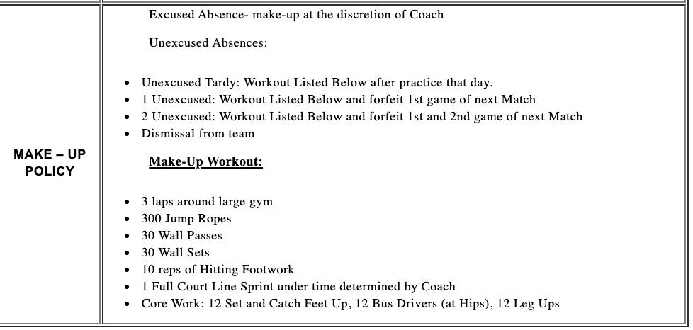 Volleyball Program Policies & Expectations