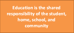 Education is the shared responsibility of the student, home, school and community