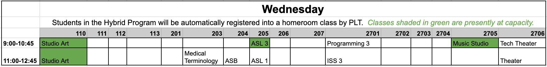 Class Schedule | CORE Butte High School