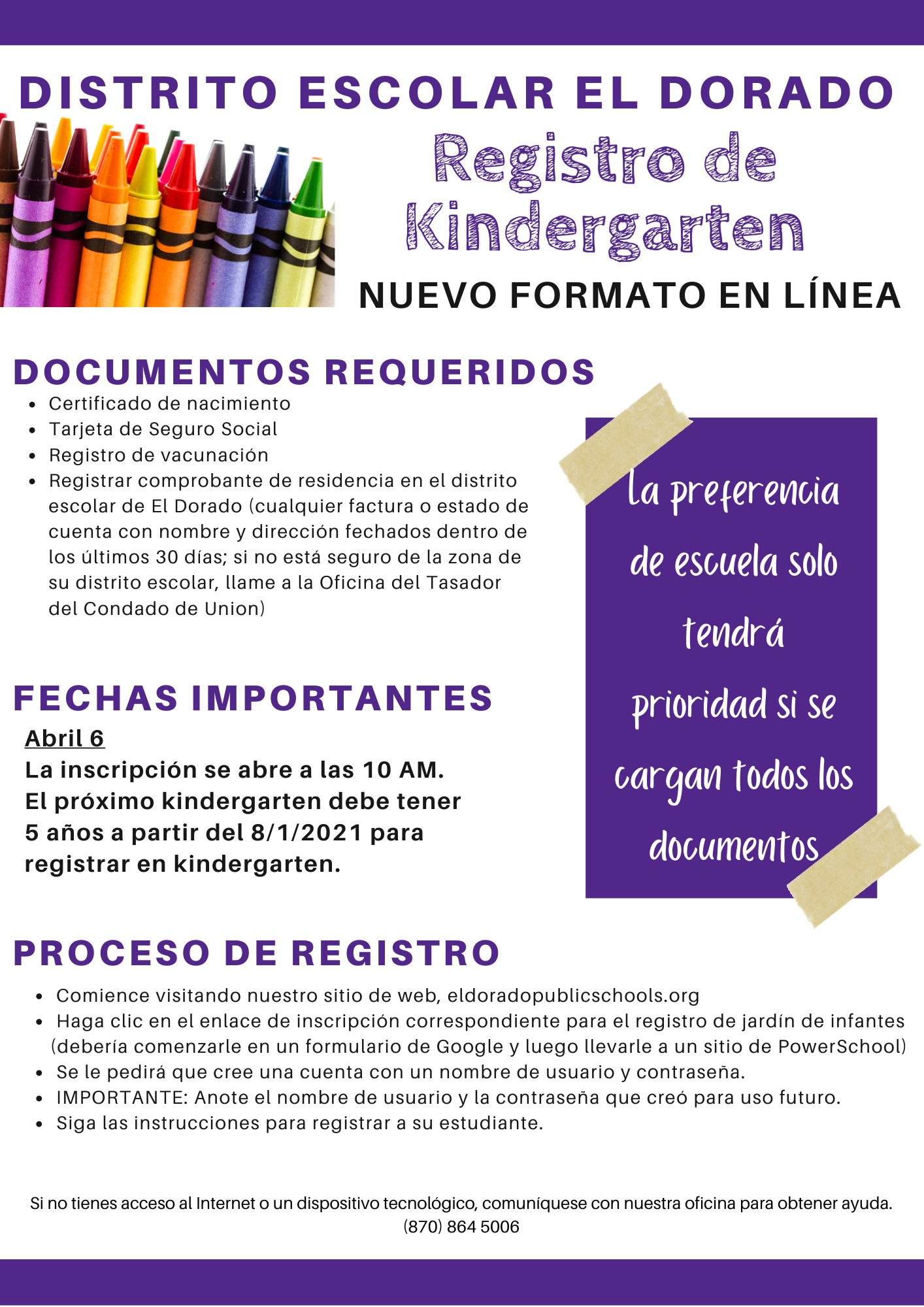 kinder registration Spanish