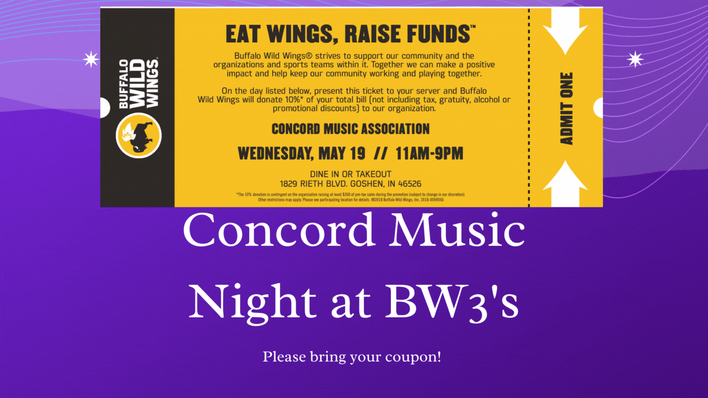 BW3's hosts Concord Music Night. Wednesday, May 19th